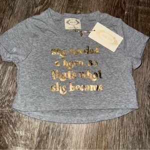 Mia Joy by Joyfolie Gray Graphic Tee Size 12 NWT!